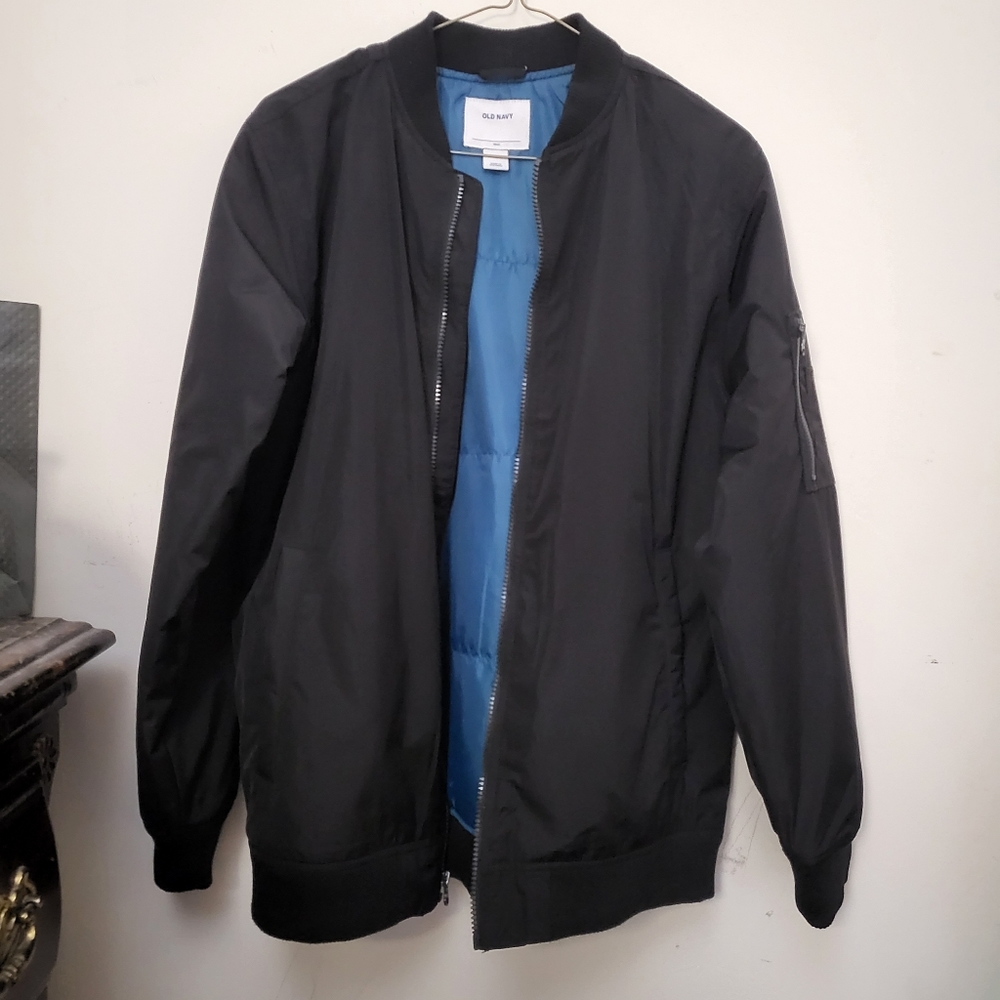 Black Zip Up Bomber Jacket